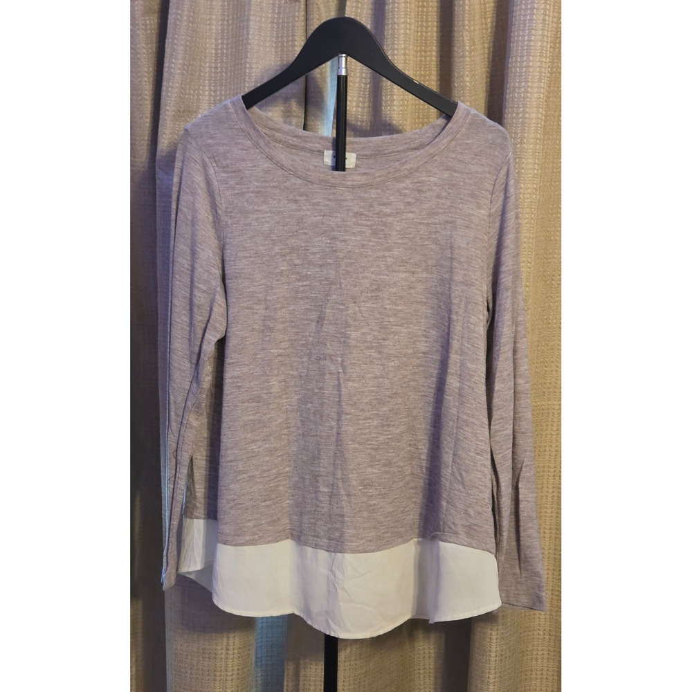 Old Navy Long Sleeve Chiffon Hem Shirt Women's Size Medium Purple White